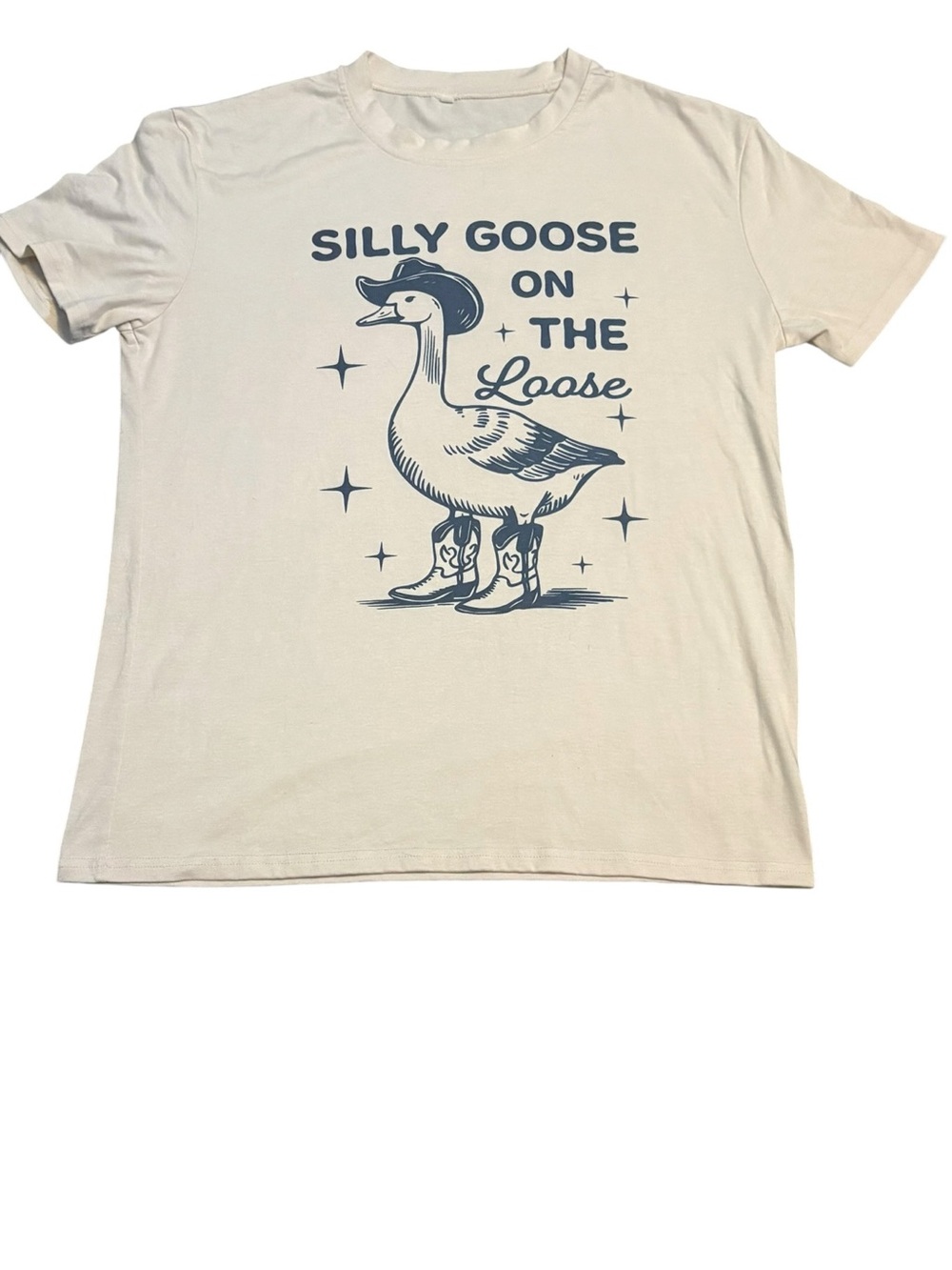 Silly Goose On The Loose Graphic Tee Cowboy Western Funny T-Shirt Large